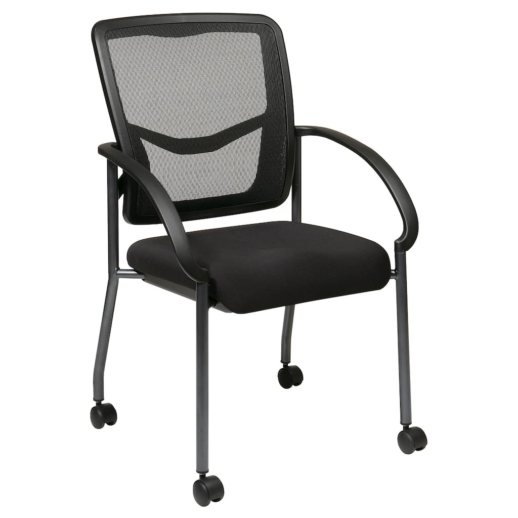 Pro-Line II Black Breathable ProGrid Rolling Visitor's Chair