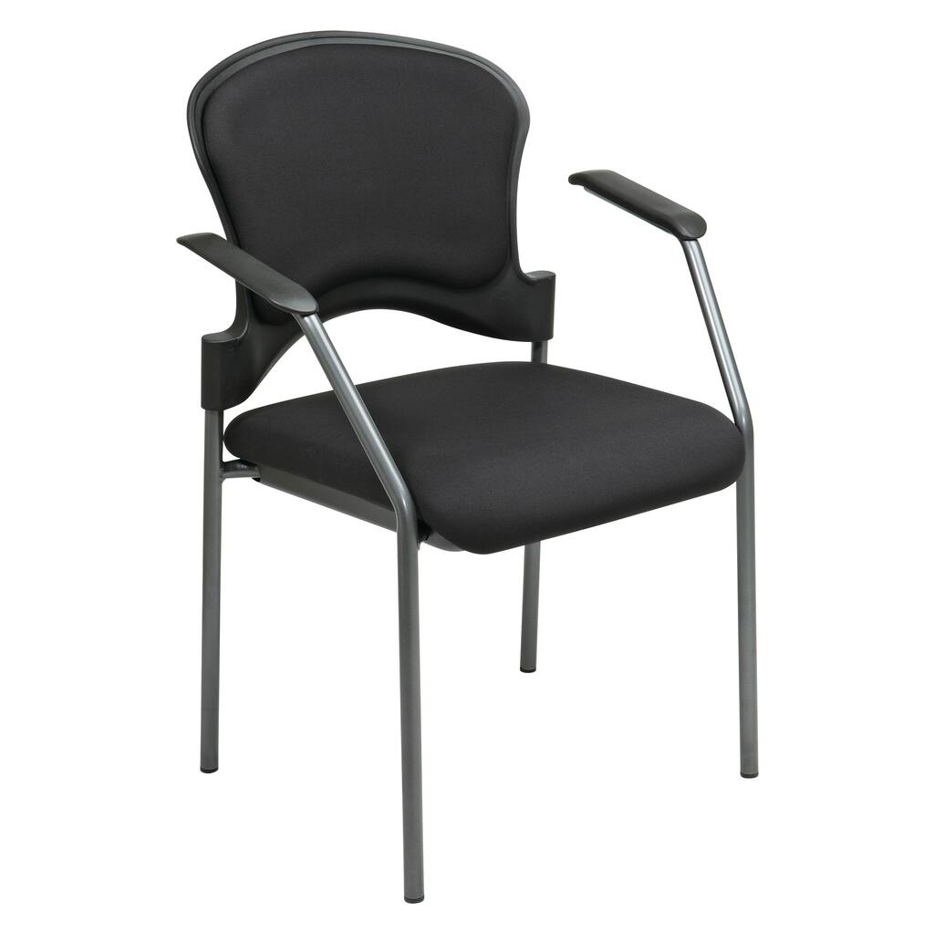 Titanium Finish Visitors Chair With Arms and Upholstered Contour Back