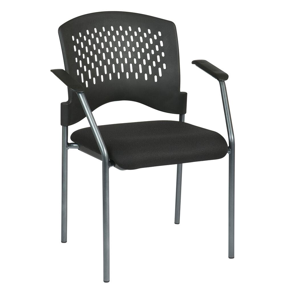 Titanium Finish Black Visitors Chair with Arms and Padded Seat