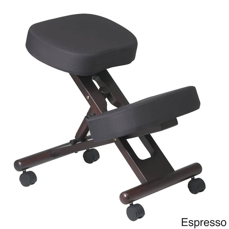 Ergonomic Wood and Memory Foam Rolling Knee Chair - Espresso