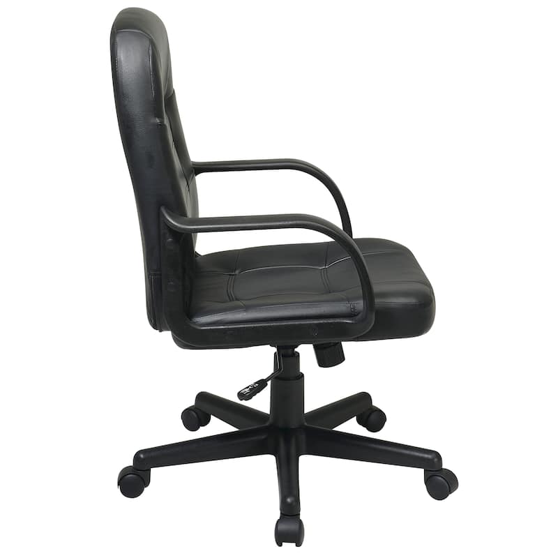 Work Smart Black Bonded Leather Mid-back Executive Chair