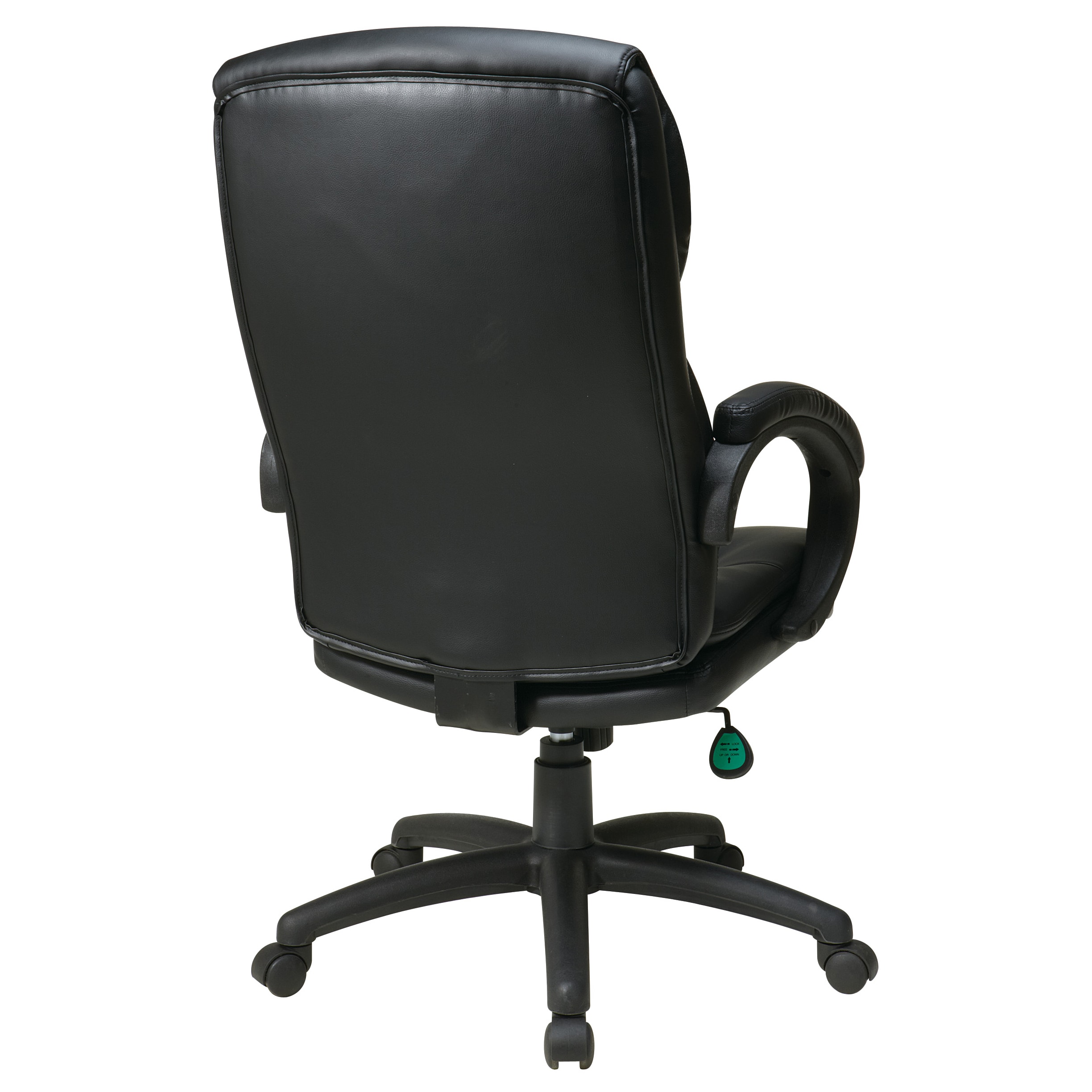 Black High Black Leather Executive Office Chair - Deeply Padded - Washington