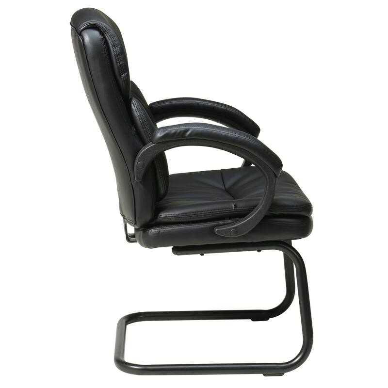 Bonded Leather Visitors Chair with Padded Arms and Sled Base