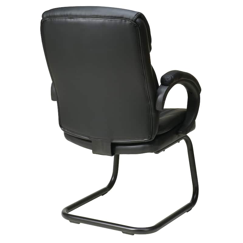 Bonded Leather Visitors Chair with Padded Arms and Sled Base
