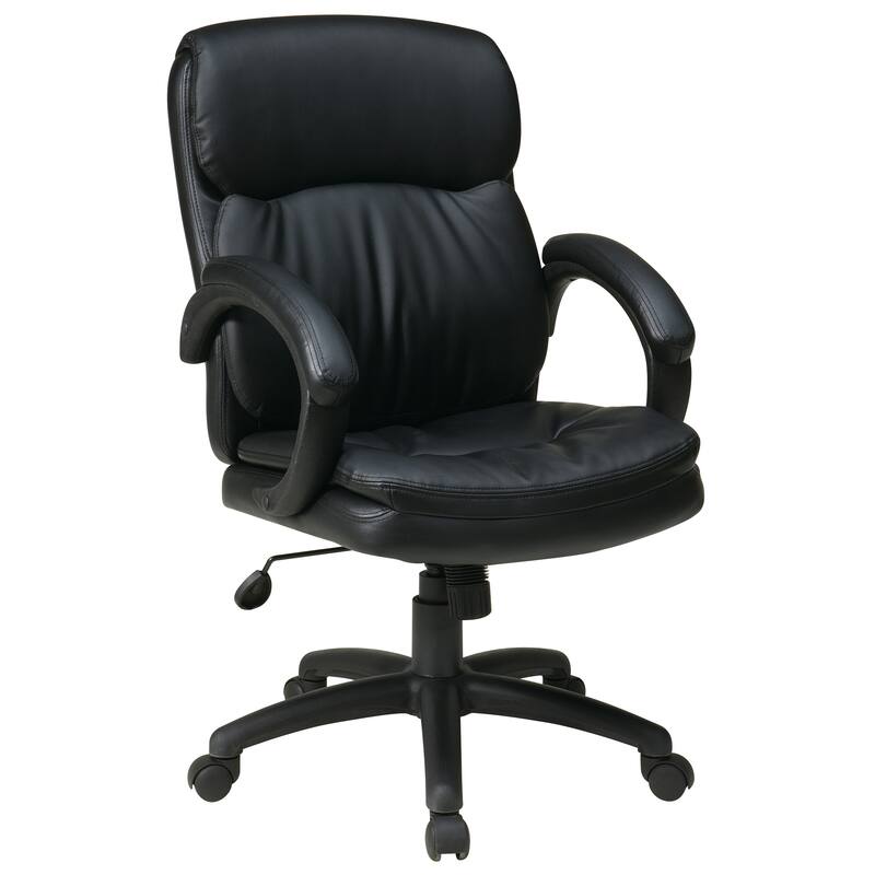 Mid Back Black Bonded Leather Executive Office Chair with Padded Arms