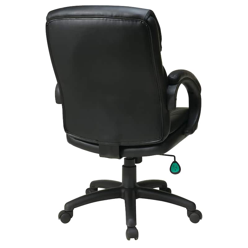 Mid Back Black Bonded Leather Executive Office Chair with Padded Arms
