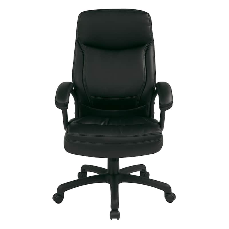 Work Smart Black Eco Leather High-back Contour Executive Chair