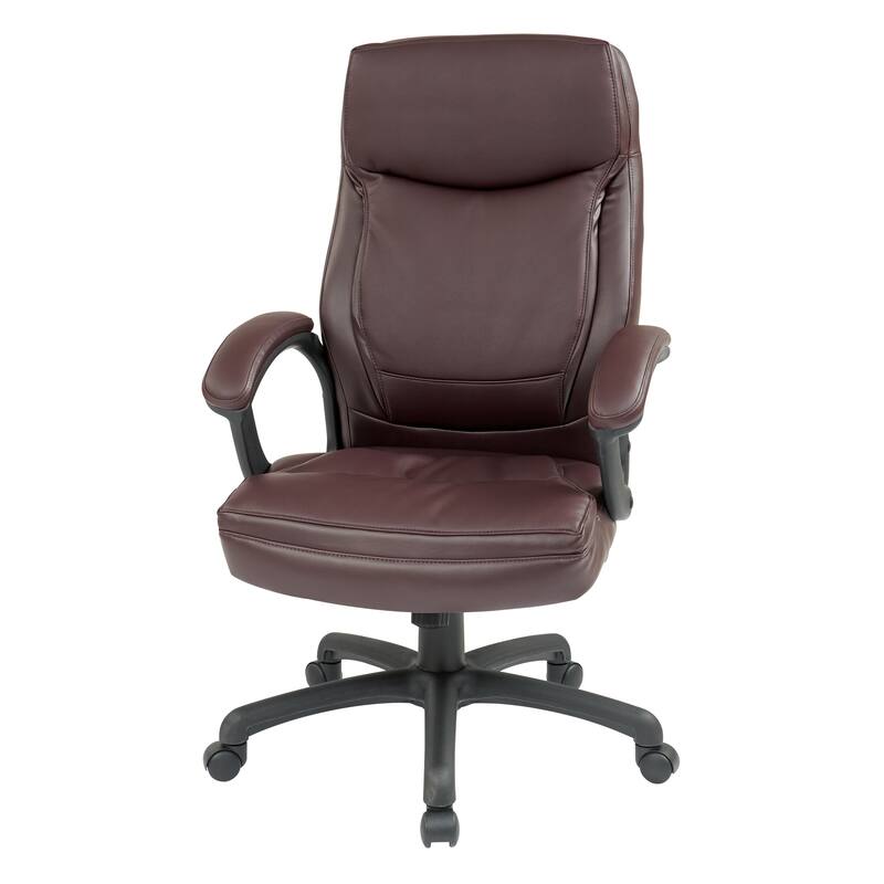 Work Smart Black Eco Leather High-back Contour Executive Chair