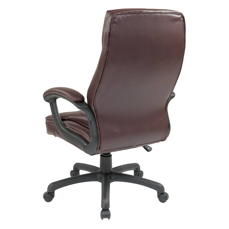 Work Smart Black Eco Leather High-back Contour Executive Chair