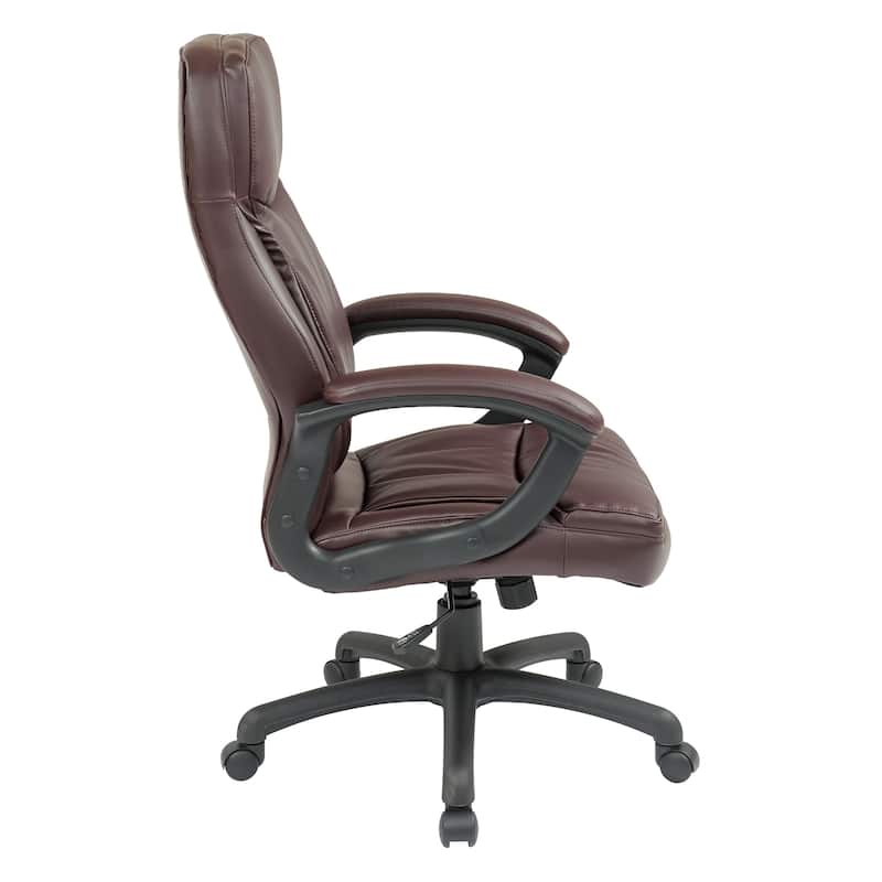 Work Smart Black Eco Leather High-back Contour Executive Chair