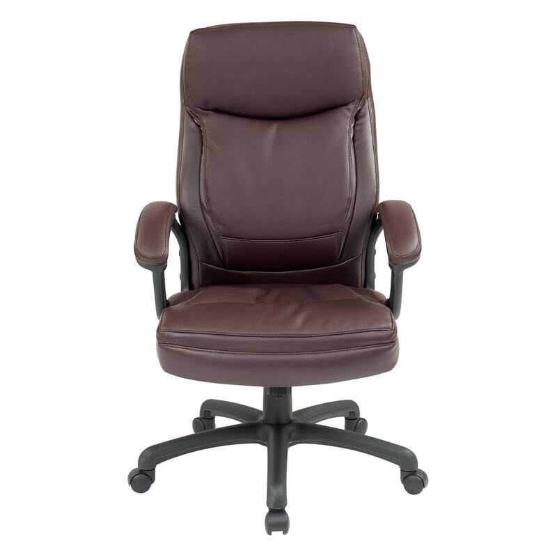 Work Smart Black Eco Leather High-back Contour Executive Chair