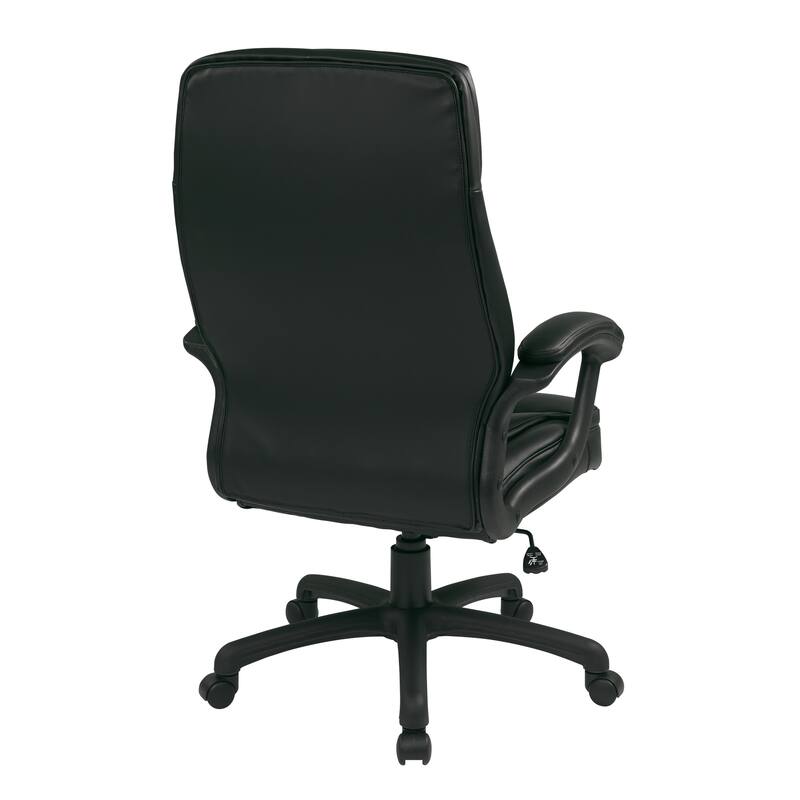 Work Smart Black Eco Leather High-back Contour Executive Chair