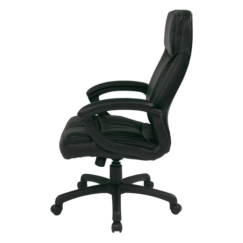 Work Smart Black Eco Leather High-back Contour Executive Chair