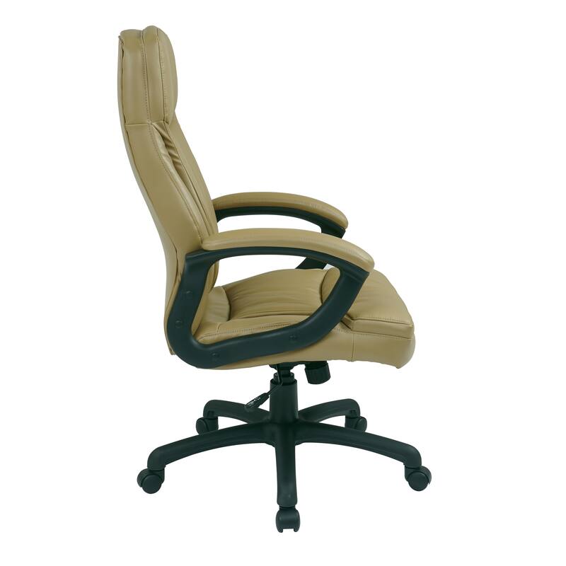 Work Smart Black Eco Leather High-back Contour Executive Chair
