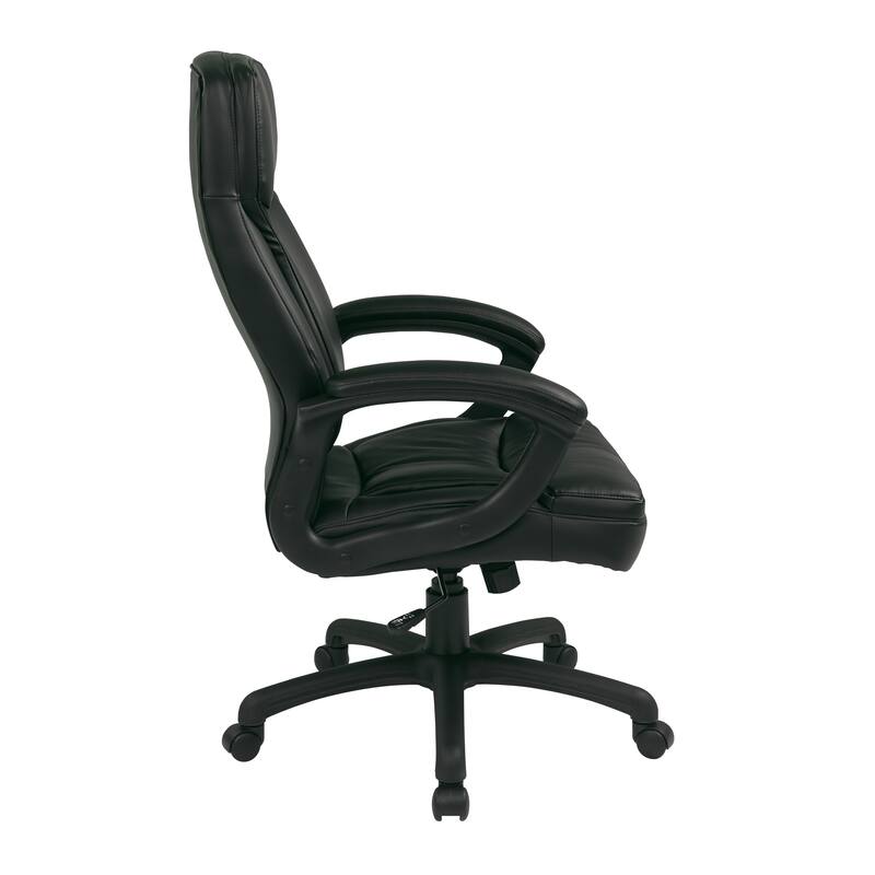 Work Smart Black Eco Leather High-back Contour Executive Chair