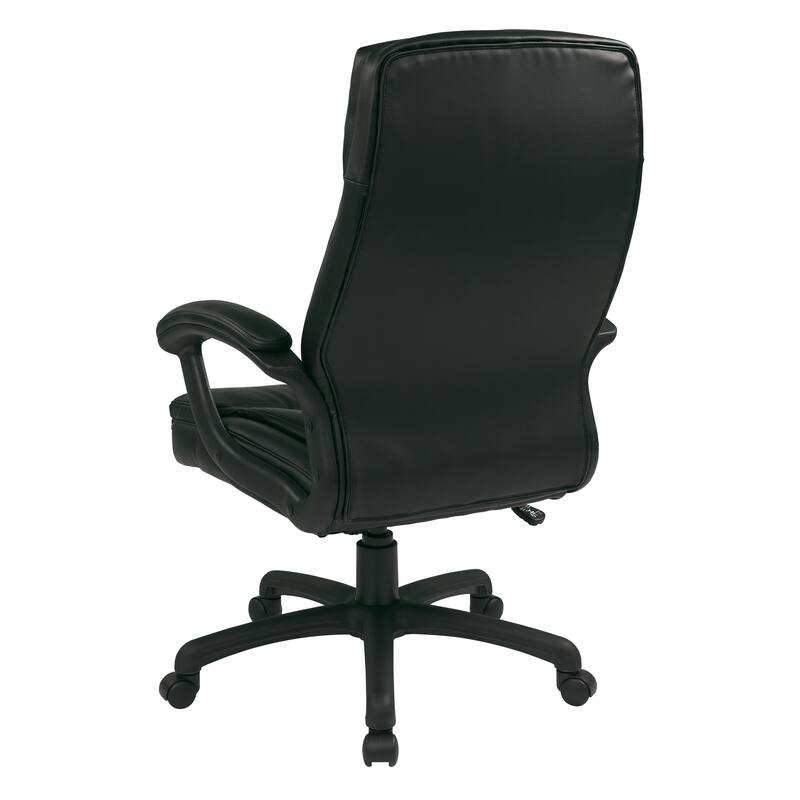 Work Smart Black Eco Leather High-back Contour Executive Chair
