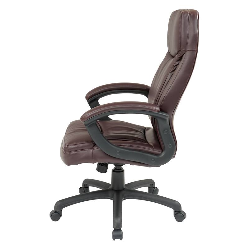 Work Smart Black Eco Leather High-back Contour Executive Chair