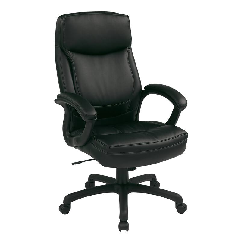 Work Smart Black Eco Leather High-back Contour Executive Chair - Black
