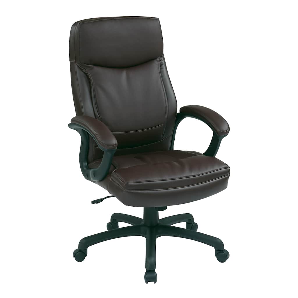 Work Smart Black Eco Leather High-back Contour Executive Chair