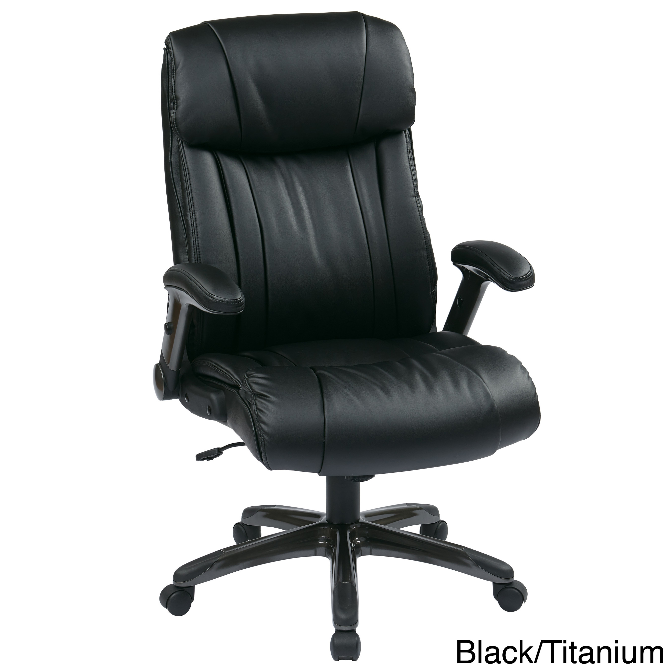Executive Bonded Leather Chair with Adjustable Padded Flip Arms