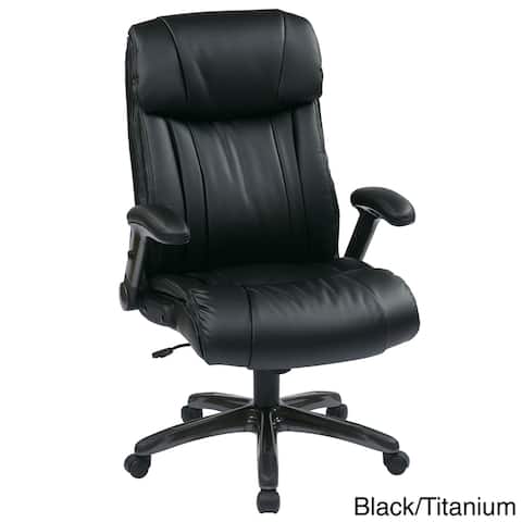 Executive Bonded Leather Chair with Adjustable Padded Flip Arms
