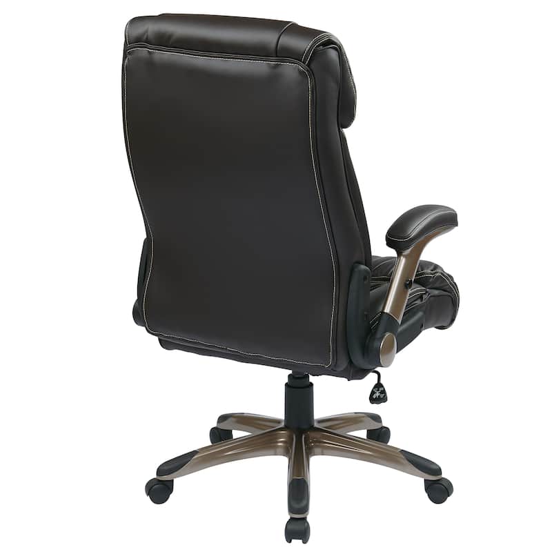 Executive Bonded Leather Chair with Adjustable Padded Flip Arms