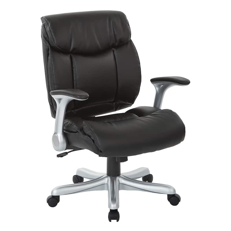 Executive Bonded Leather Chair with Padded Arms - Black