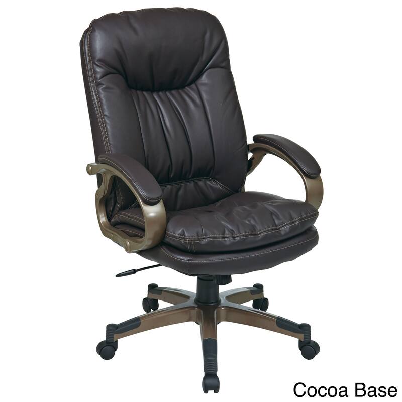 Executive Bonded Leather Chair with Locking Tilt Control - Brown