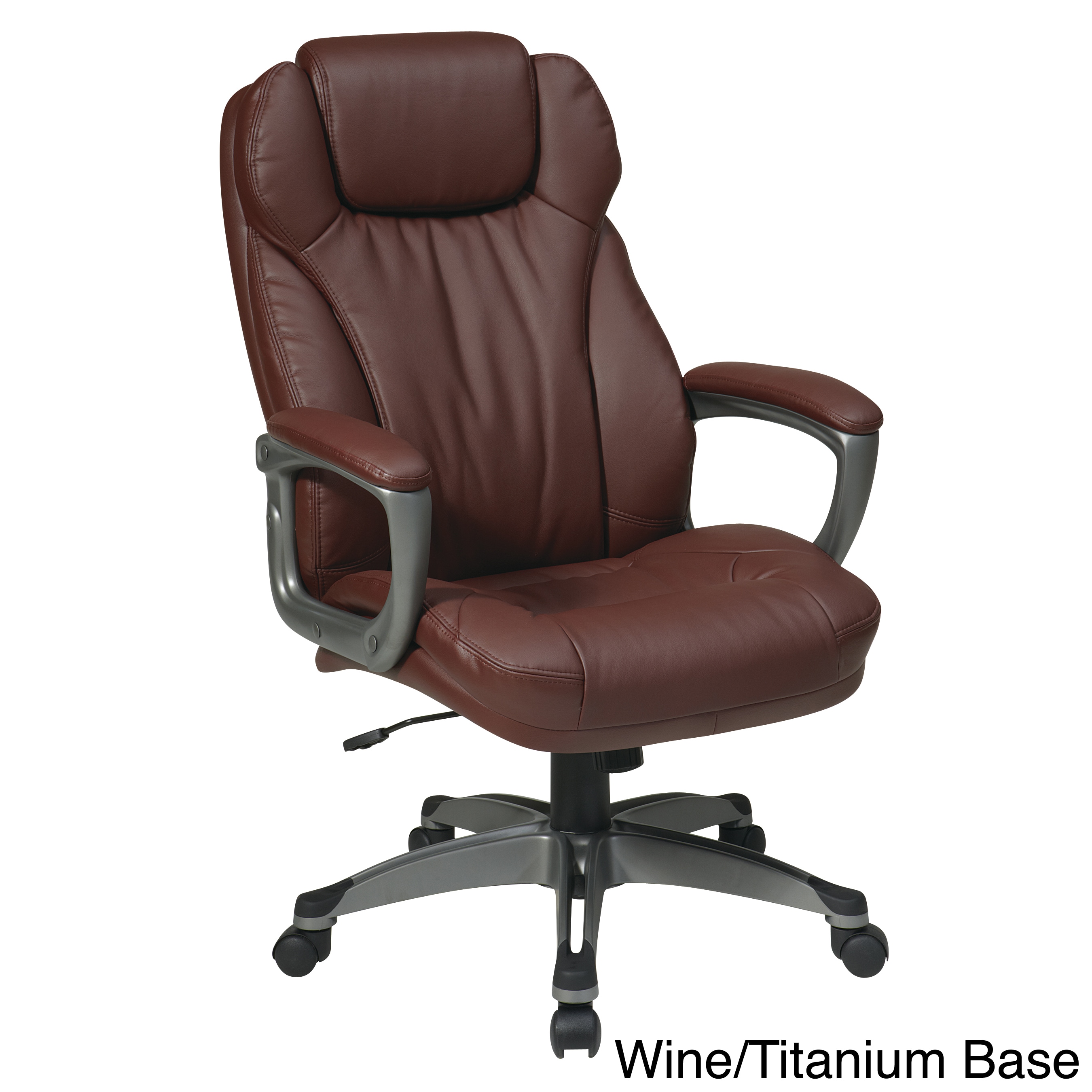 Office Star Products Work Smart Eco Leather Seat And Back Executive Chair Model Ech8580 (Black, espresso, wineWeight capacity 250 poundsDimensions 48.5 inches high x 27 inches wide x 29.5 inches deepSeat dimensions 21.5 inches wide x 19 inches deep x 4