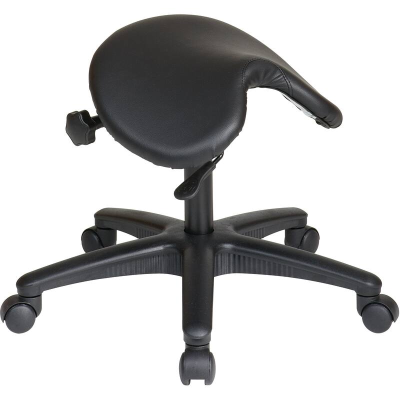 Work Smart' Backless Drafting Saddle-Seat Stool in Black