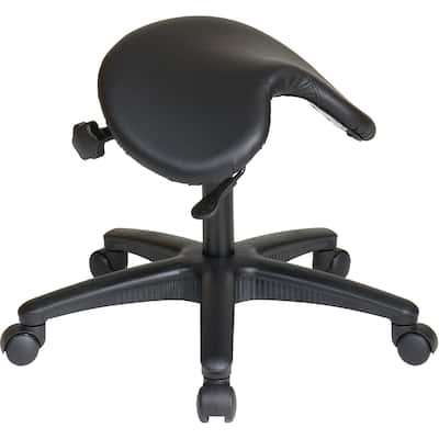 Work Smart' Backless Drafting Saddle-Seat Stool in Black