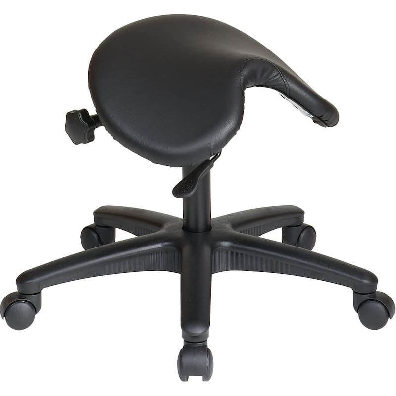 Work Smart' Backless Drafting Saddle-Seat Stool in Black