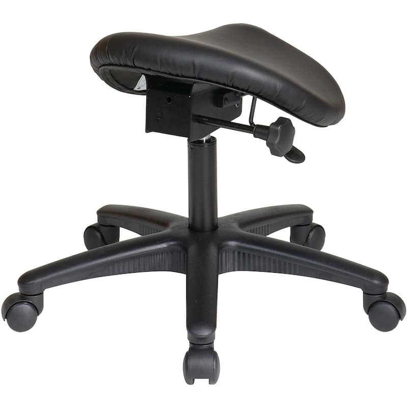 Work Smart' Backless Drafting Saddle-Seat Stool in Black