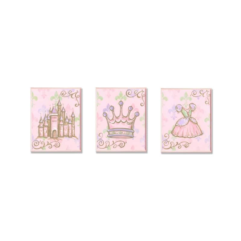 Castle, Crown & Dress Wall Art Plaques (Set of 3)