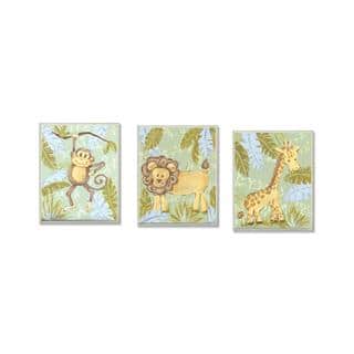 Giraffe, Monkey & Lion Wall Art Plaques (Set of 3) - Multi-color