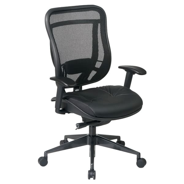 Big and Tall Executive High Back Office Chair with Breathable Mesh Back and  Top Grain Genuine Leather Seat - On Sale - Overstock - 7986993