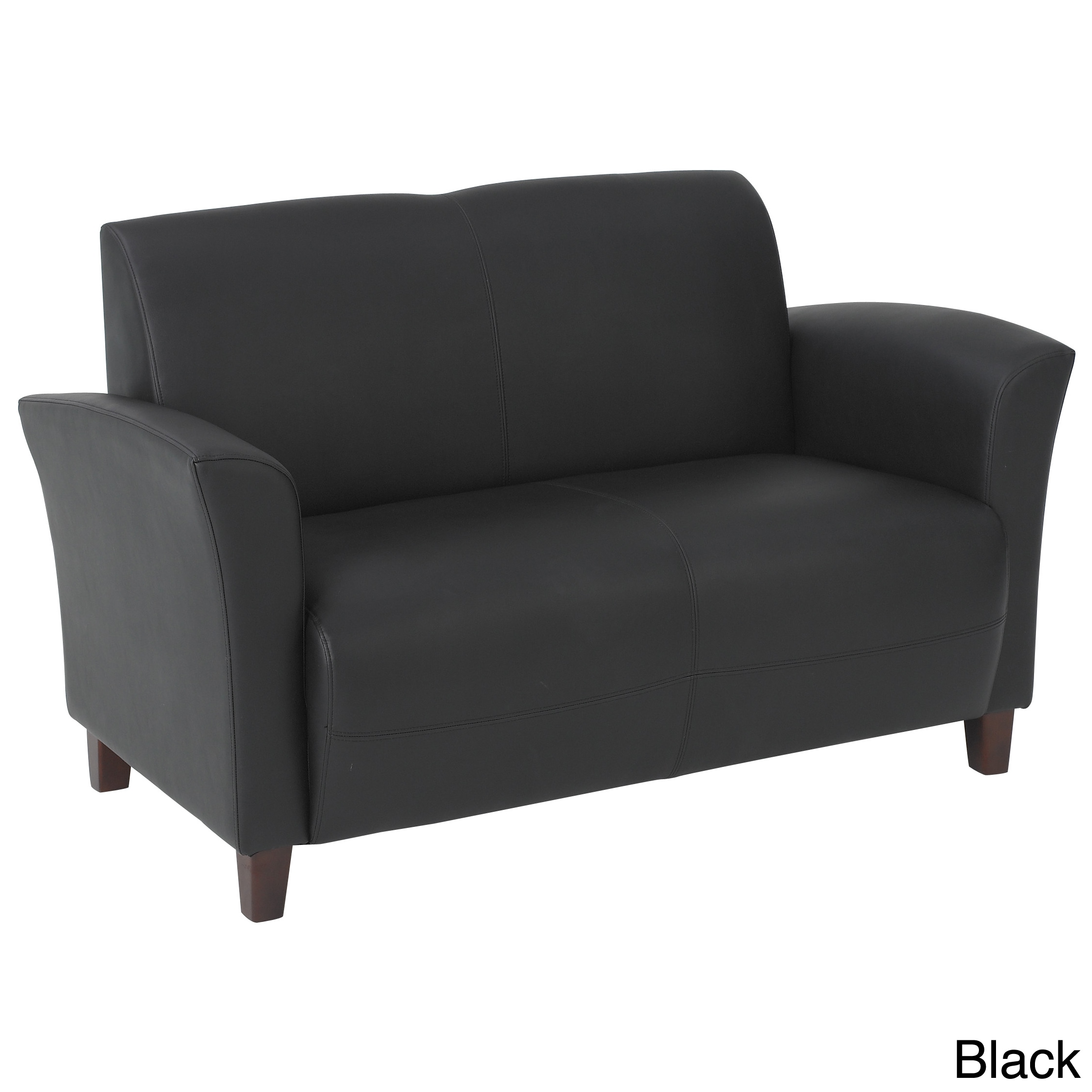 Office Star Products Bonded Leather Sofa With Cherry Finish Legs