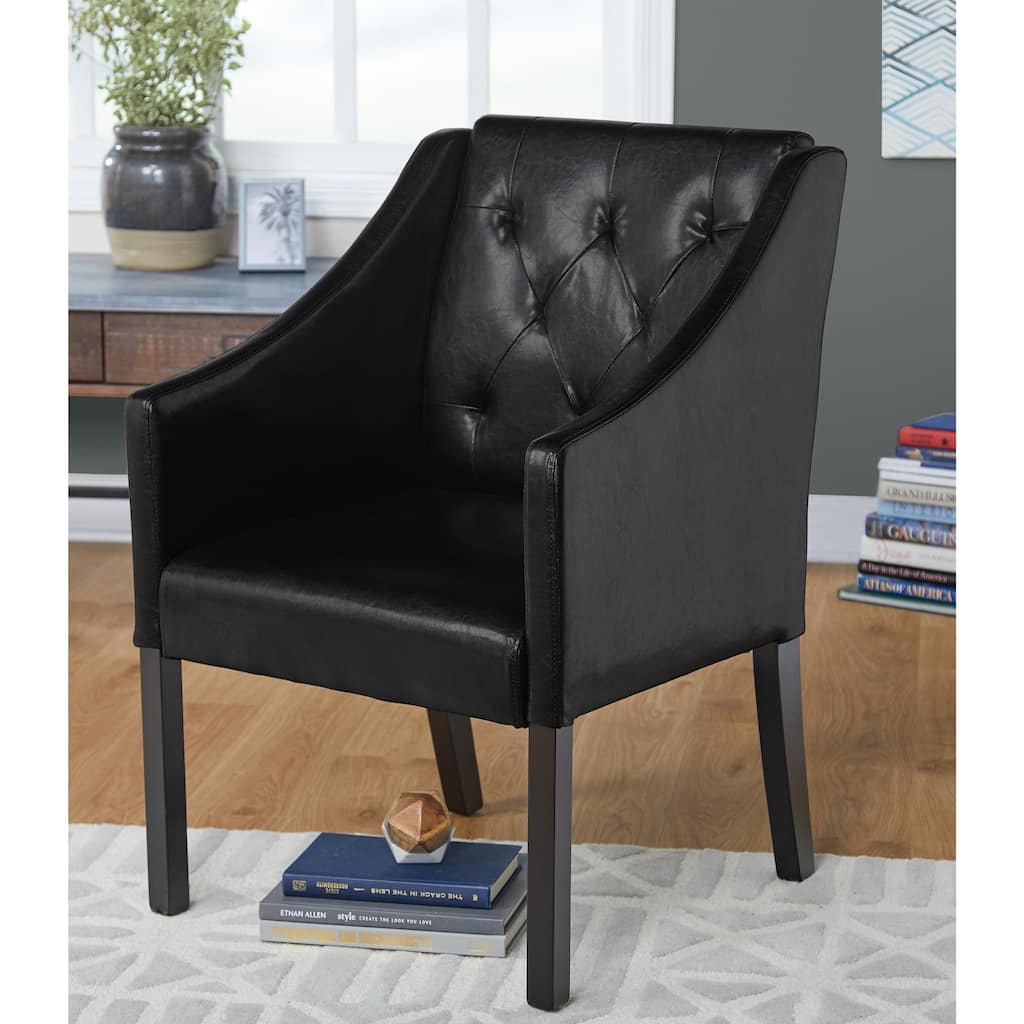 Simple Living Tufted Black Faux Leather Guest Chair