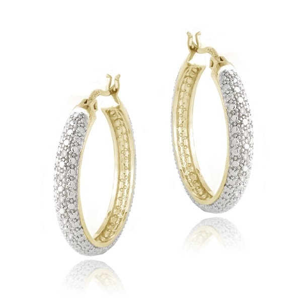 DB Designs Goldtone 1/10ct TDW Diamond Hoop Earrings (I J, I2 I3) DB Designs Diamond Earrings