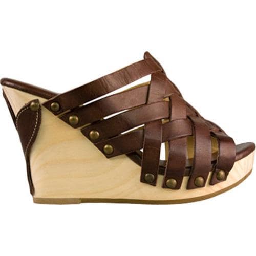 Women's Bed Stu Gloria Brown Burnished Leather Bed Stu Wedges