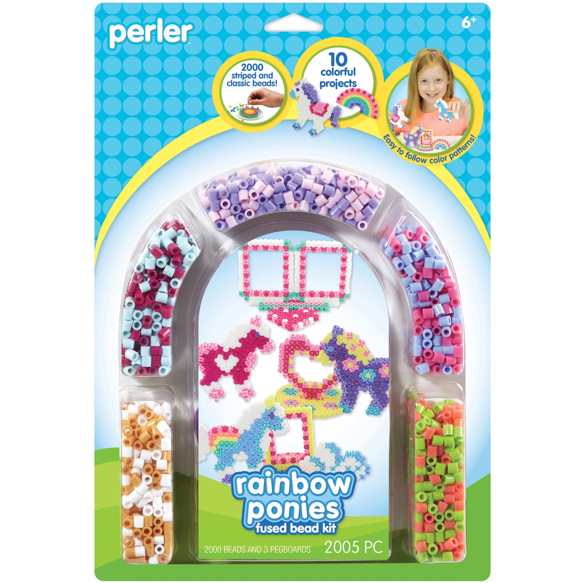 Perler Fun Fusion Fuse Bead Activity Kit rainbow Pony Frames
