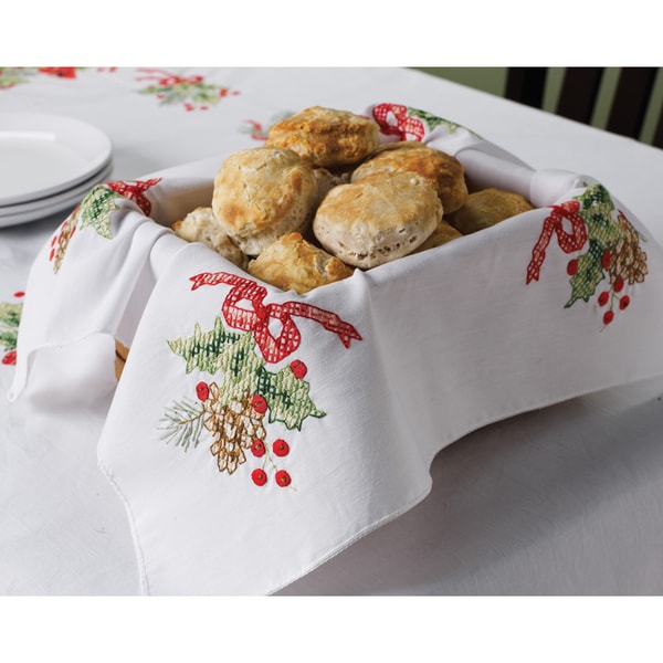 Cardinals Stamped Cross Stitch Bread Cover  ™ Shopping