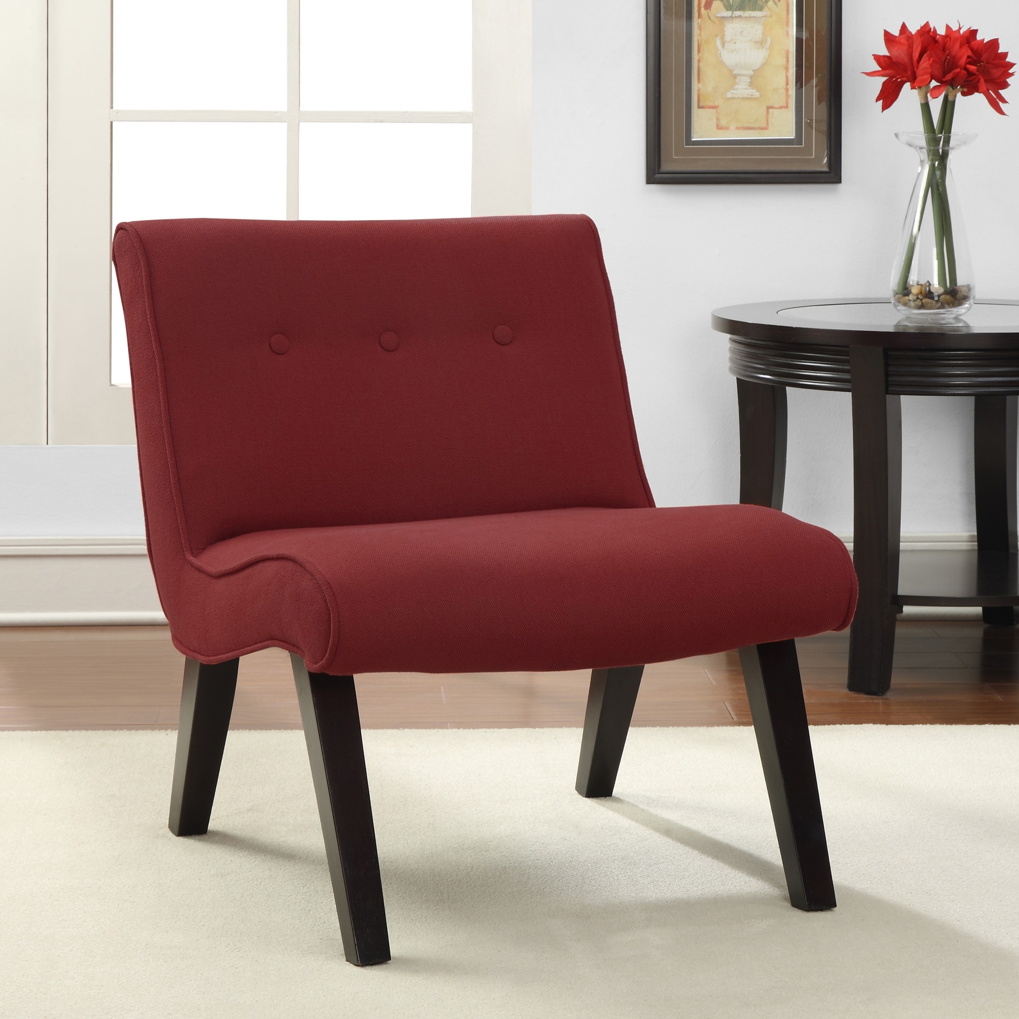 Red Armless Tufted Chair