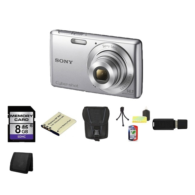 Sony Cyber Shot DSC W620 14.1MP Silver Digital Camera 8GB Bundle Today