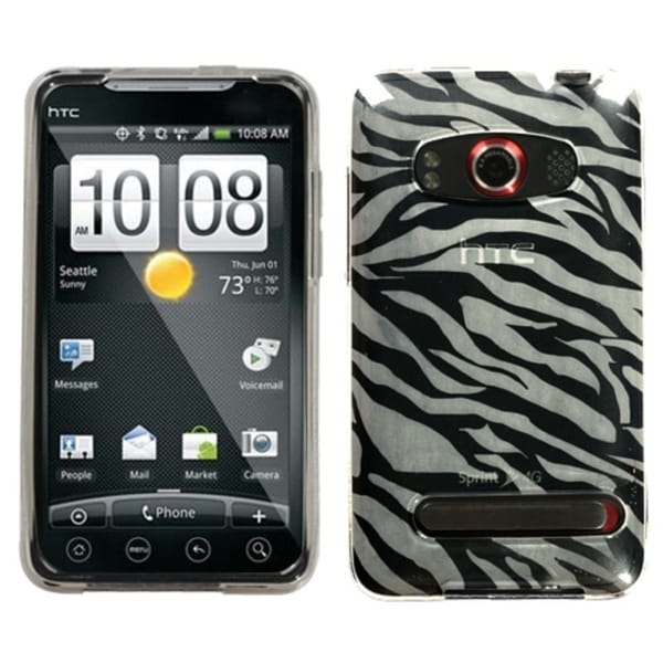 INSTEN T Clear Zebra Skin Candy Skin Phone Case Cover for HTC EVO 4G