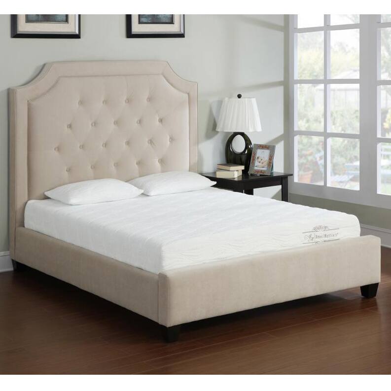 Camel Button Tufted Queen Bed Frame