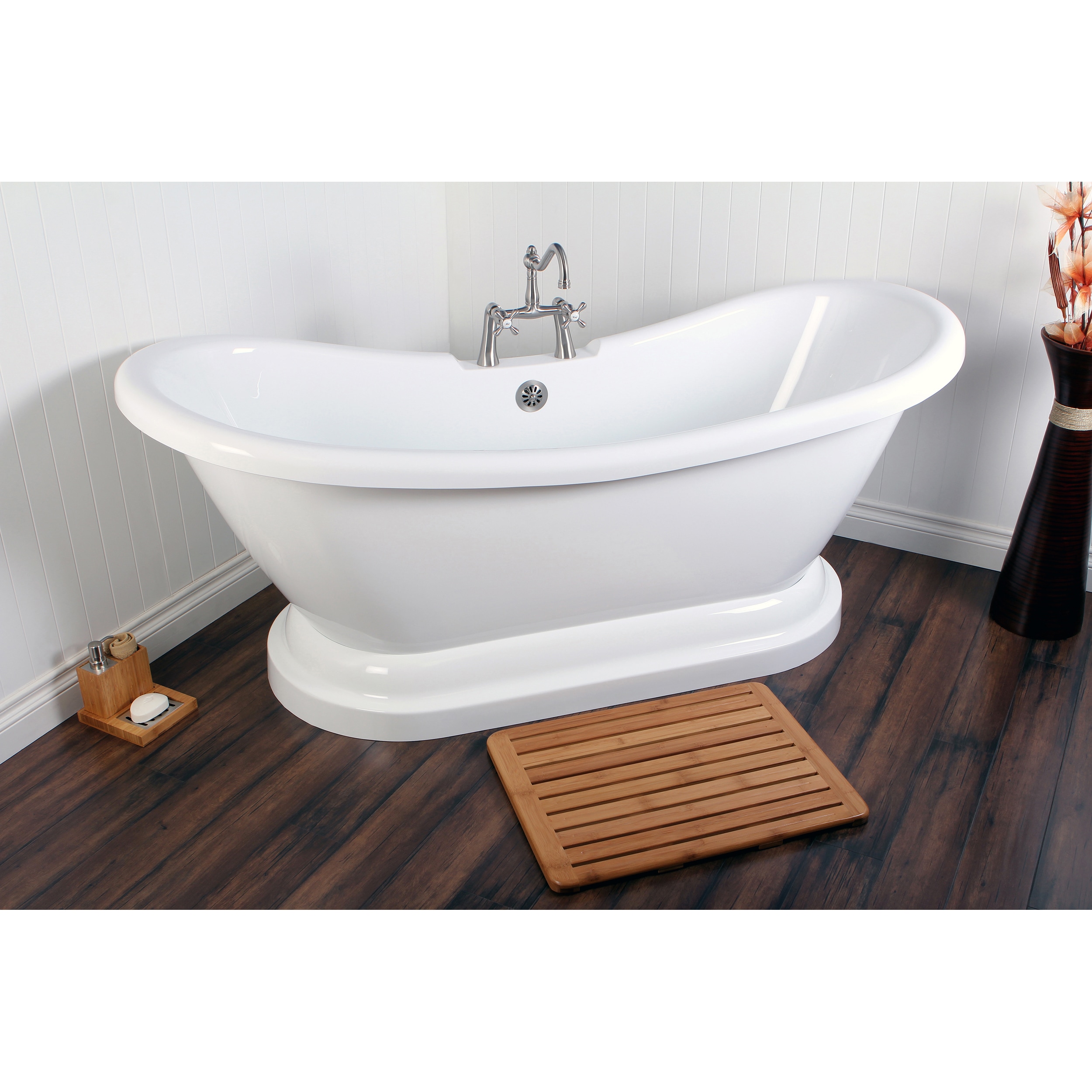 Contemporary Double Slipper 69 Inch Pedestal Bathtub White 663370293115 Ebay
