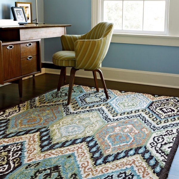 Hand-hooked Tessa Multi Wool Rug - 5' x 7'6