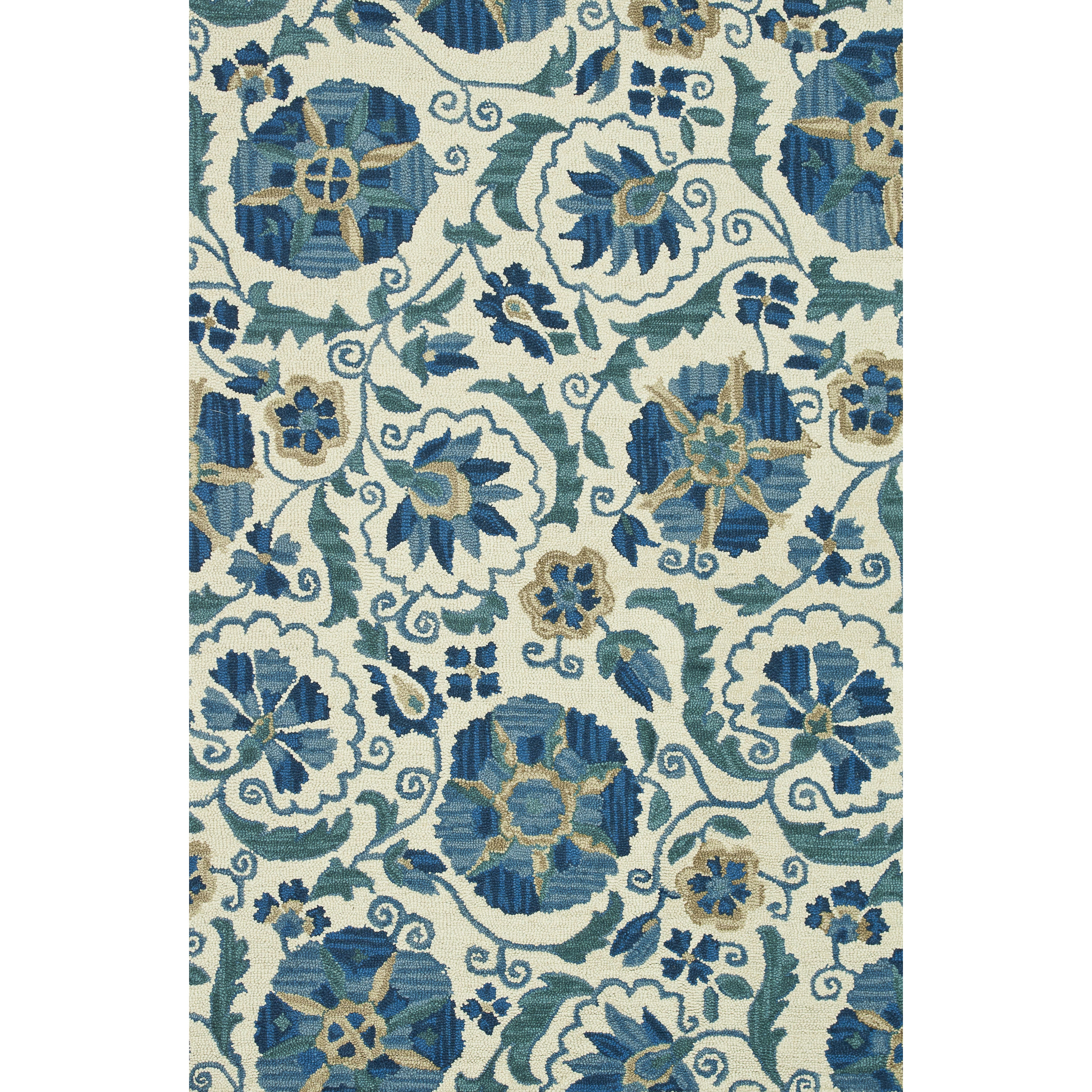 Hand tufted Tessa Ivory/ Blue Wool Rug (50 X 76)