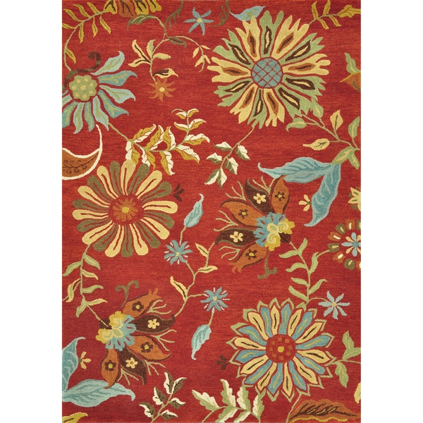 Hand Tufted Leighton Red Wool Rug (7'6 x 9'6) Alexander Home 7x9   10x14 Rugs